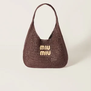 Raffia effect woven Hobo bag