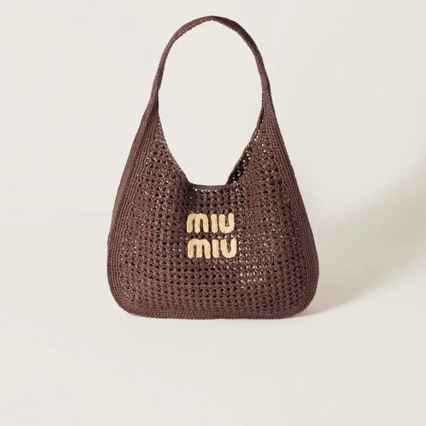 Raffia effect woven Hobo bag