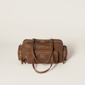 Pocket Water-Washed Nappa Leather Handbag